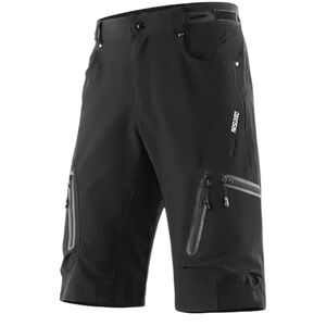ARSUXEO Men’s Black Cycling Biking Shorts Zipper Pockets Velcro Size Large
